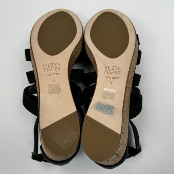 Eileen Fisher Leather Gladiator Wedge Sandals Women 9 NWOB Fisherman Platform - Picture 7 of 13